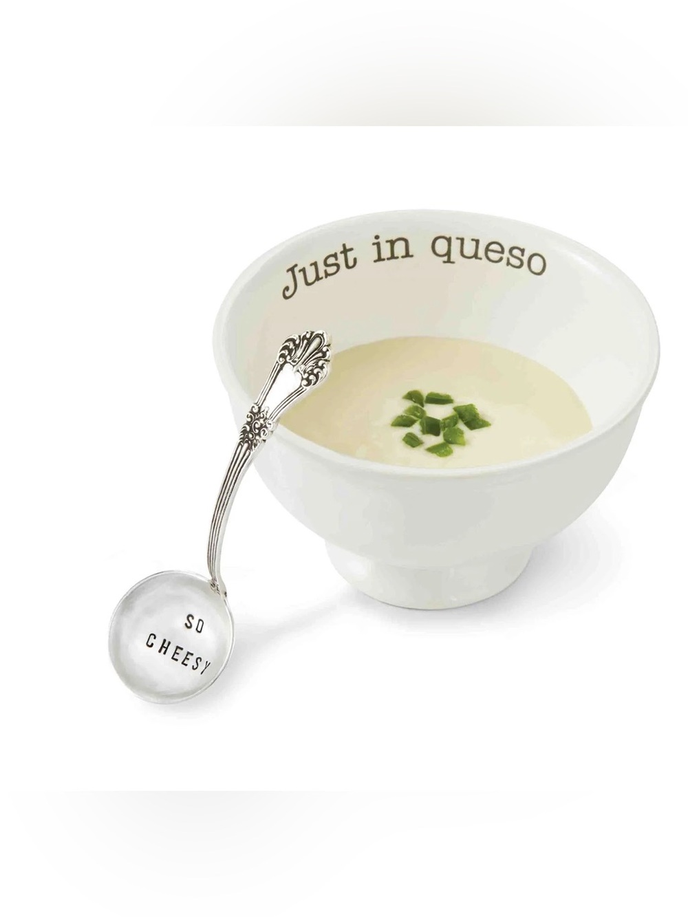 Just in Queso White Ceramic Dip Bowl by Mud Pie